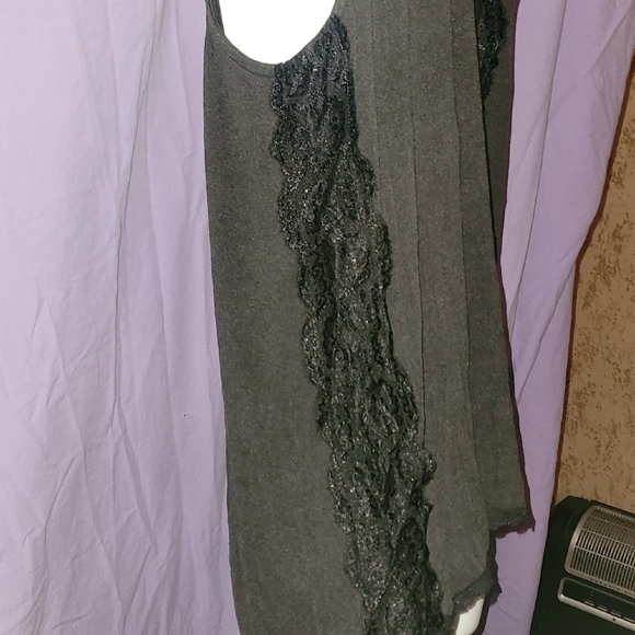 POL Black Knit Lace Side Henley Tank Top - Picture 2 of 7